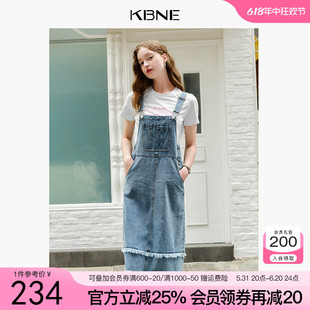 KBNE牛仔背带裙连衣裙女2024夏季新款港味复古小个子宽松显瘦裙子