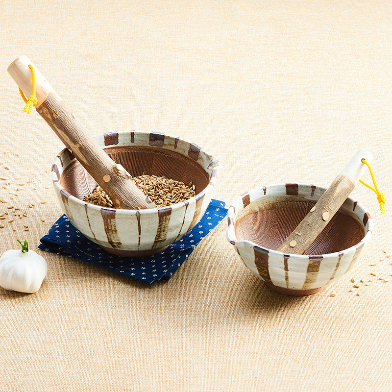 [陶瓷王]日本进口万古烧陶瓷复古研磨碗研磨棒生姜萝卜芝麻磨泥