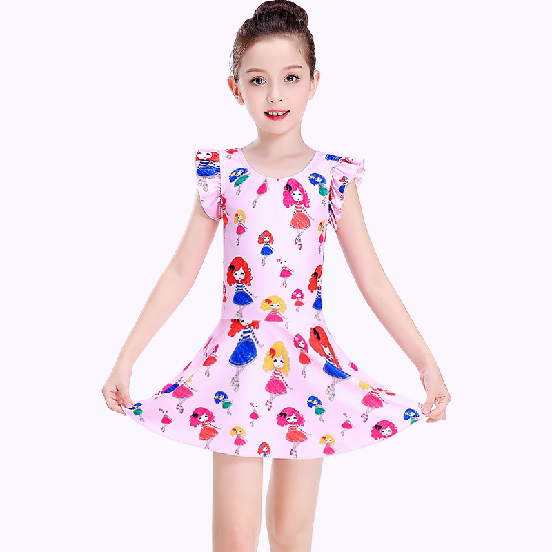 女童裙式泳衣女中大童小童学生宝宝可爱印花超仙温泉海边度假游装