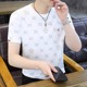 夏季新款潮牌印花纯棉短袖t恤男士圆领薄款休闲帅气高端半袖上衣
