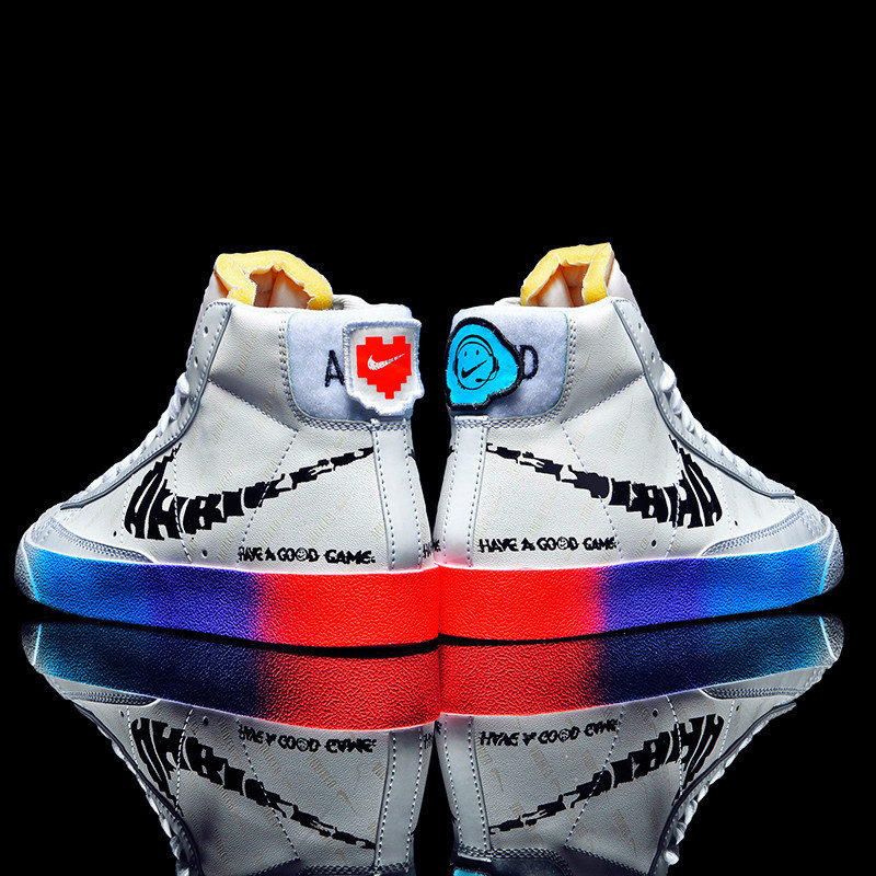 男鞋正版官网开拓者电玩像素炫彩aj1女鞋空军一号男高帮板鞋子