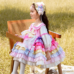高端女童周岁礼服长袖蓬蓬裙洛丽塔Lolita公主裙圣诞节新年礼服裙