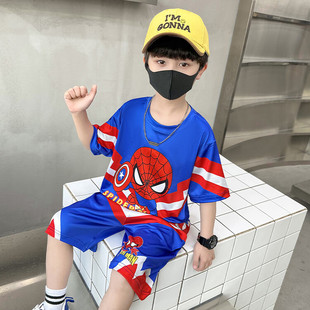 男童夏季短袖套装儿童新款运动帅气薄款超酷男孩夏蜘蛛侠炸街童装