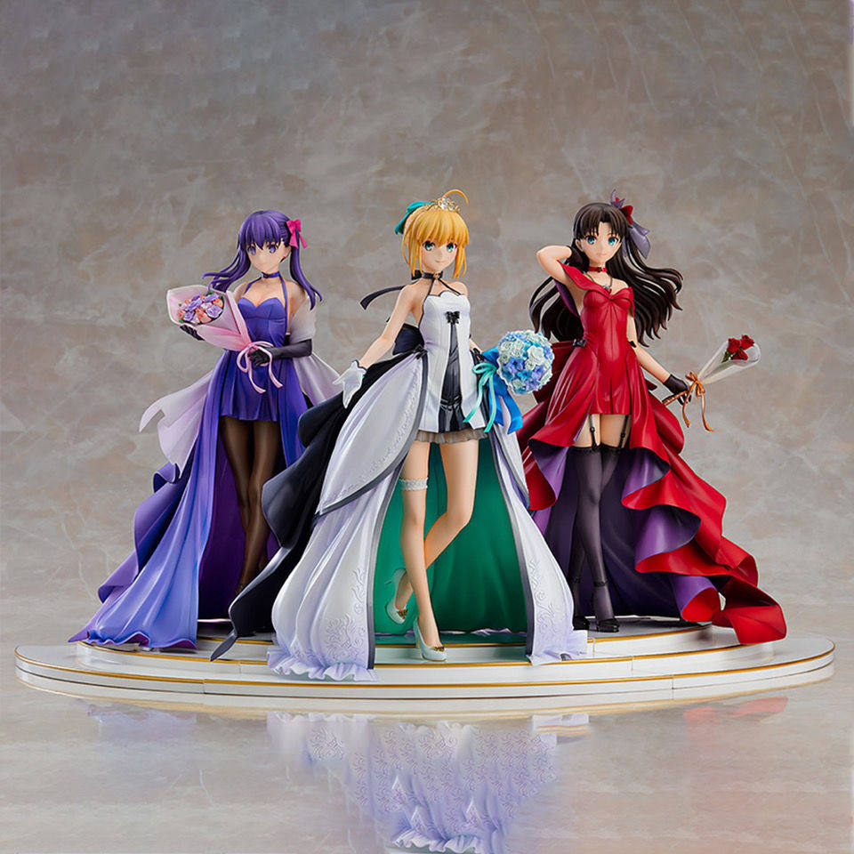 正版 gsc fate阿尔托莉雅 远坂凛 间桐樱 15周年礼服手办