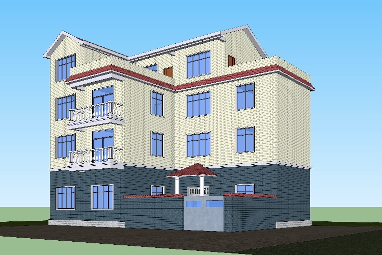 18x12三层半建筑设计别墅设计农村自建房效果图平面施工图盖房图