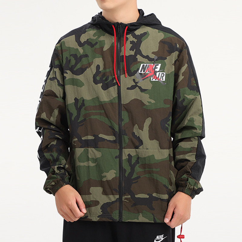 耐克正品aj外套男装2021夏季新款篮球运动服连帽迷彩夹克潮cu2031