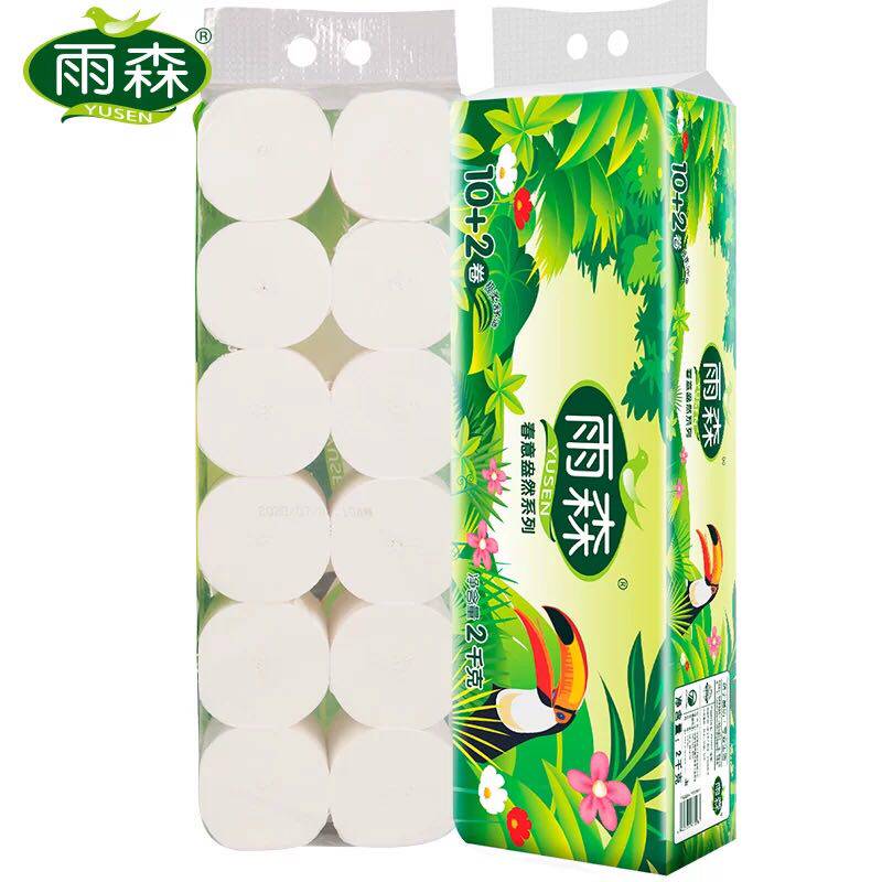 雨森春意盎然12卷卫生纸2000克短卷4层