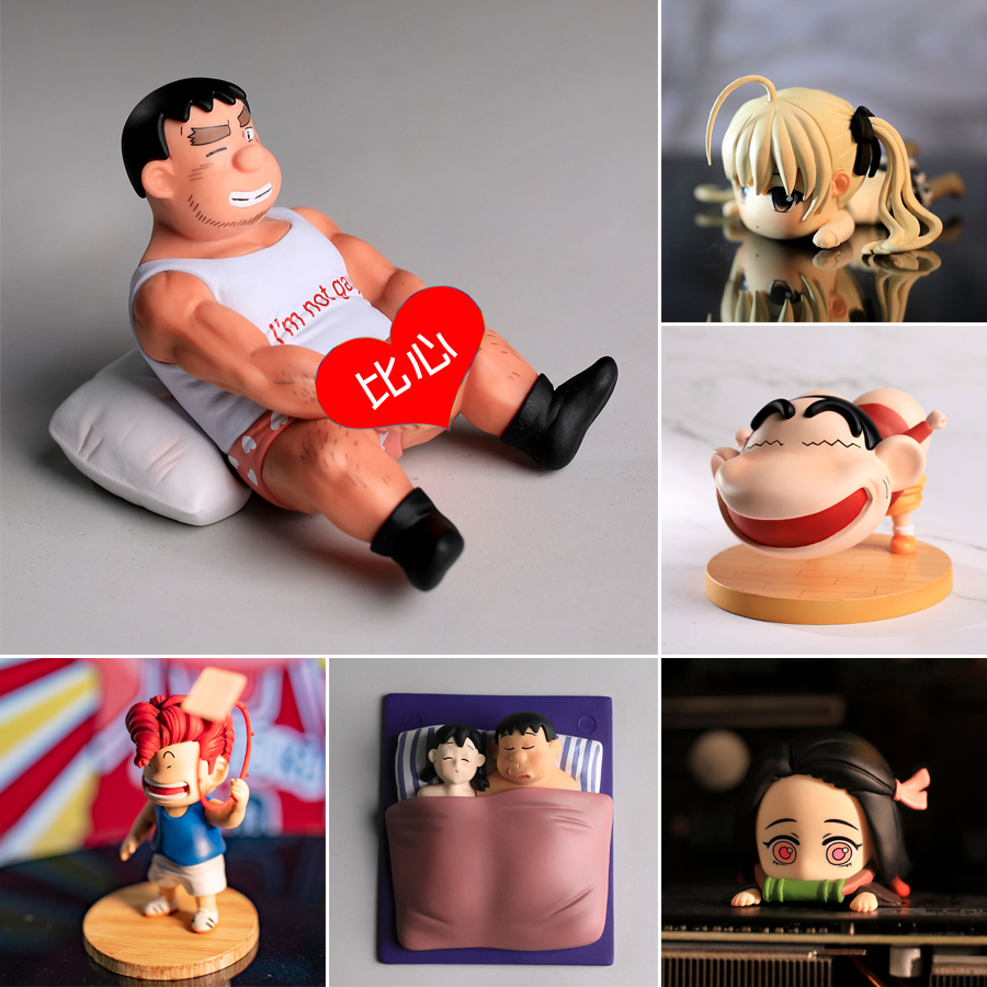 哆啦a梦比心胖虎公仔静香q版邪恶手办毁童年模型机箱摆件搞怪礼物