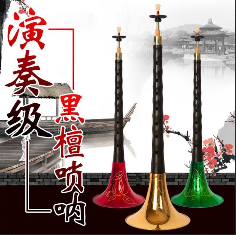 新品包邮唢呐黑檀乐器精制专业d调儿童成人初学演奏大全送哨片_不打折