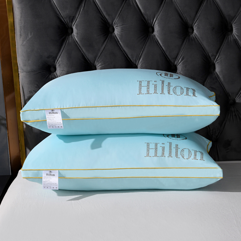 希尔顿酒店同款蚕丝棉枕头烫钻护颈枕芯柔软蓬松家用单人羽丝棉枕
