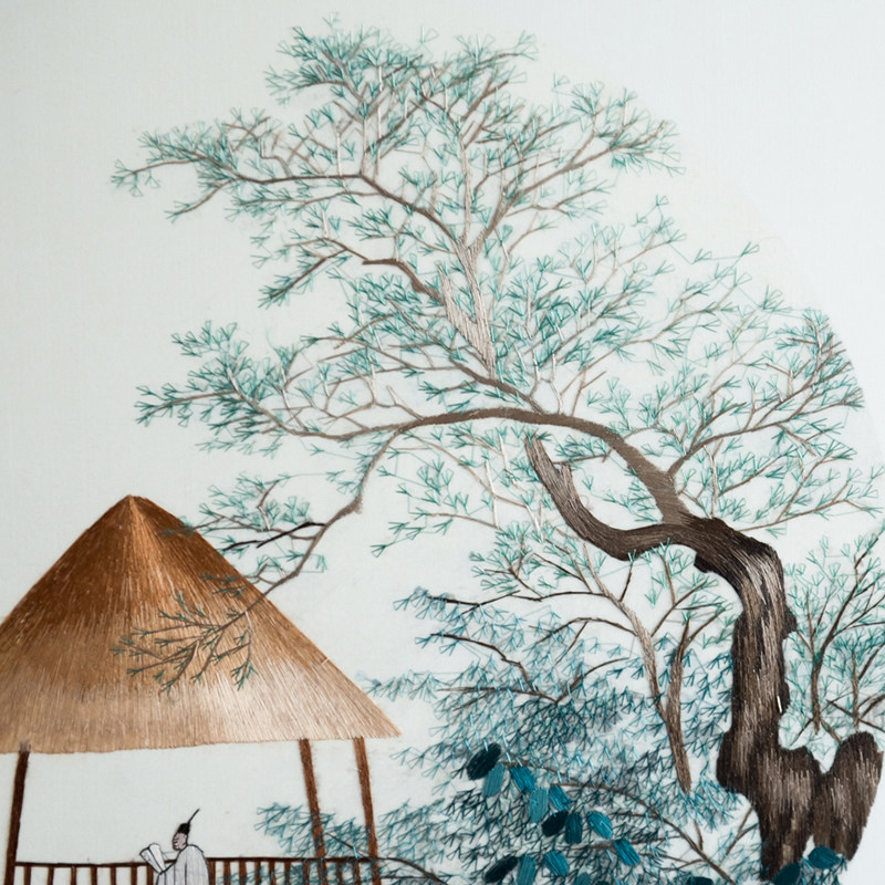 纯手工苏绣 真丝精品挂画《小山水三》刺绣 - 拍卖