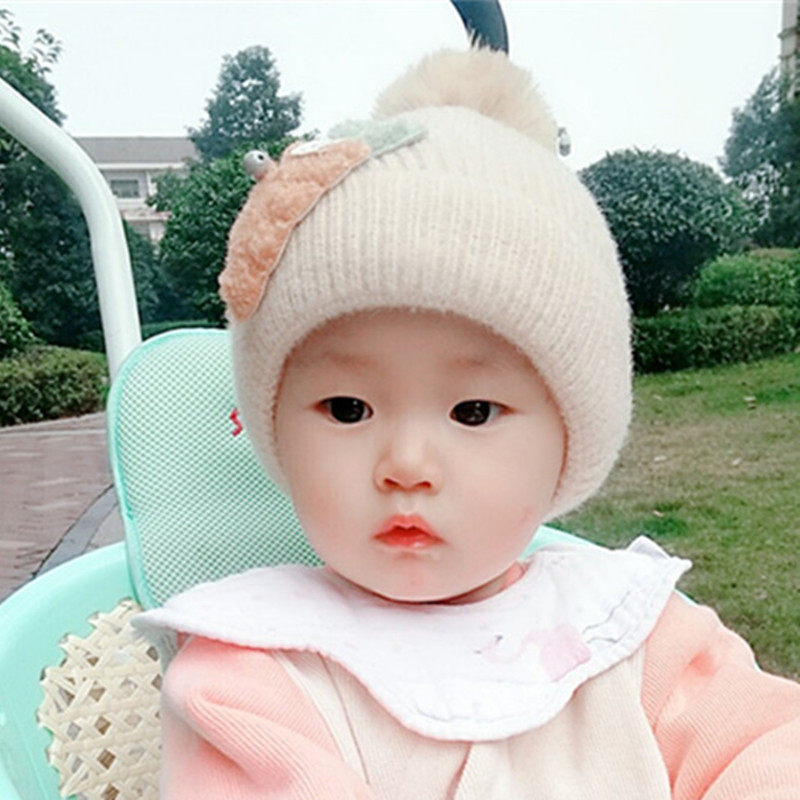 秋冬季婴儿帽子可爱超萌毛线帽女宝宝冬款加厚婴幼儿童洋气冬天潮