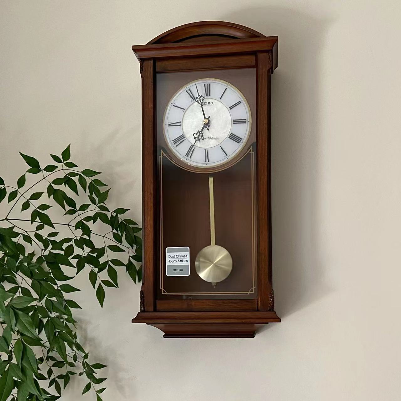 seiko日本精工木挂钟客厅玄关欧式西敏寺报时钟摆钟表030/072