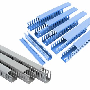 蓝色PVC线槽塑料行明装电柜箱行线槽灰色环保防火绝缘阻燃走线槽