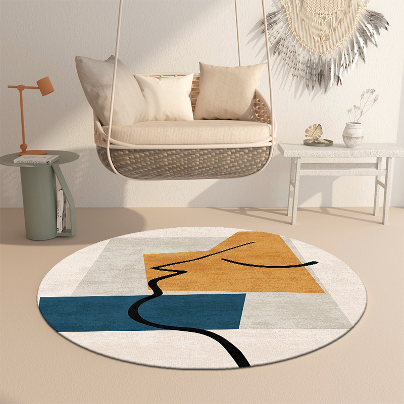 北欧地毯圆形莫兰迪创意地毯客厅沙发