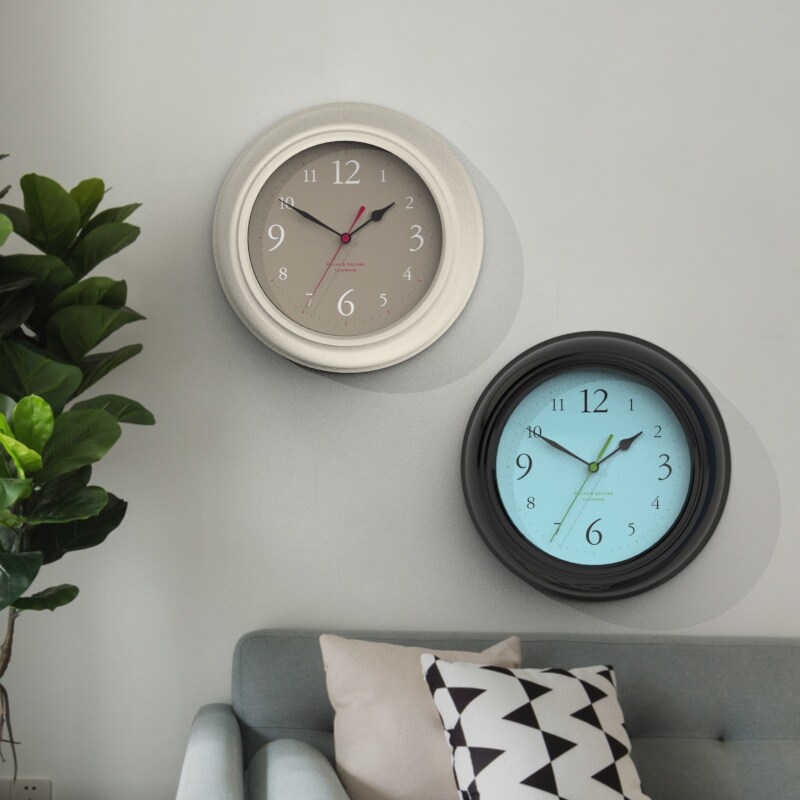 现代简约静音圆形时钟创意挂钟客厅钟卧室钟表美式家用壁挂钟壁钟