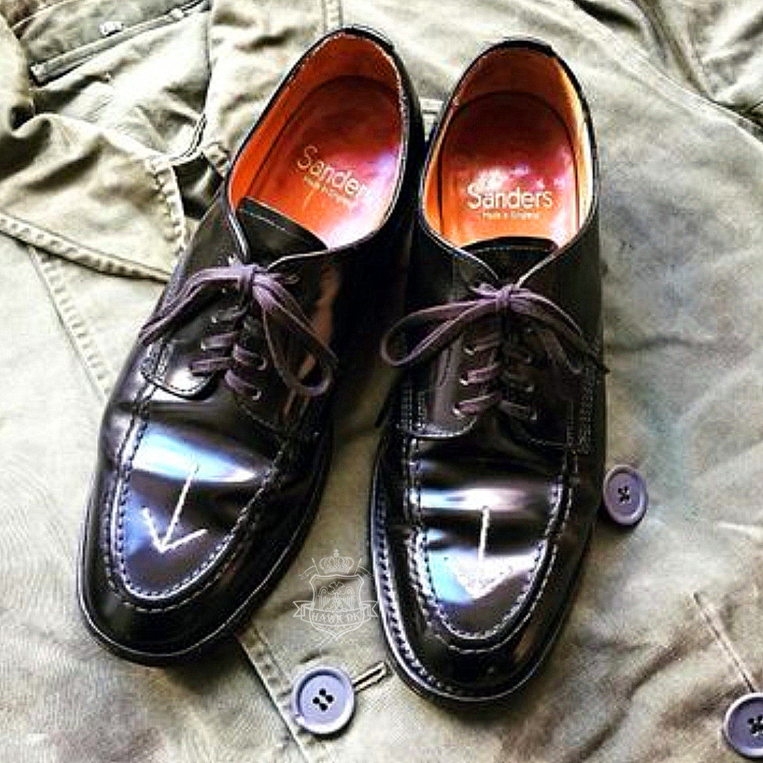 官方正品英国sanders军事线复古皮鞋箭头1137r小牛皮马臀 送鞋油