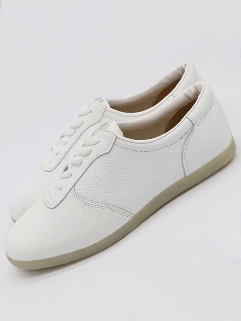 真皮太极鞋软牛皮白色牛筋底男女运动太极拳练功鞋武术鞋子门球鞋