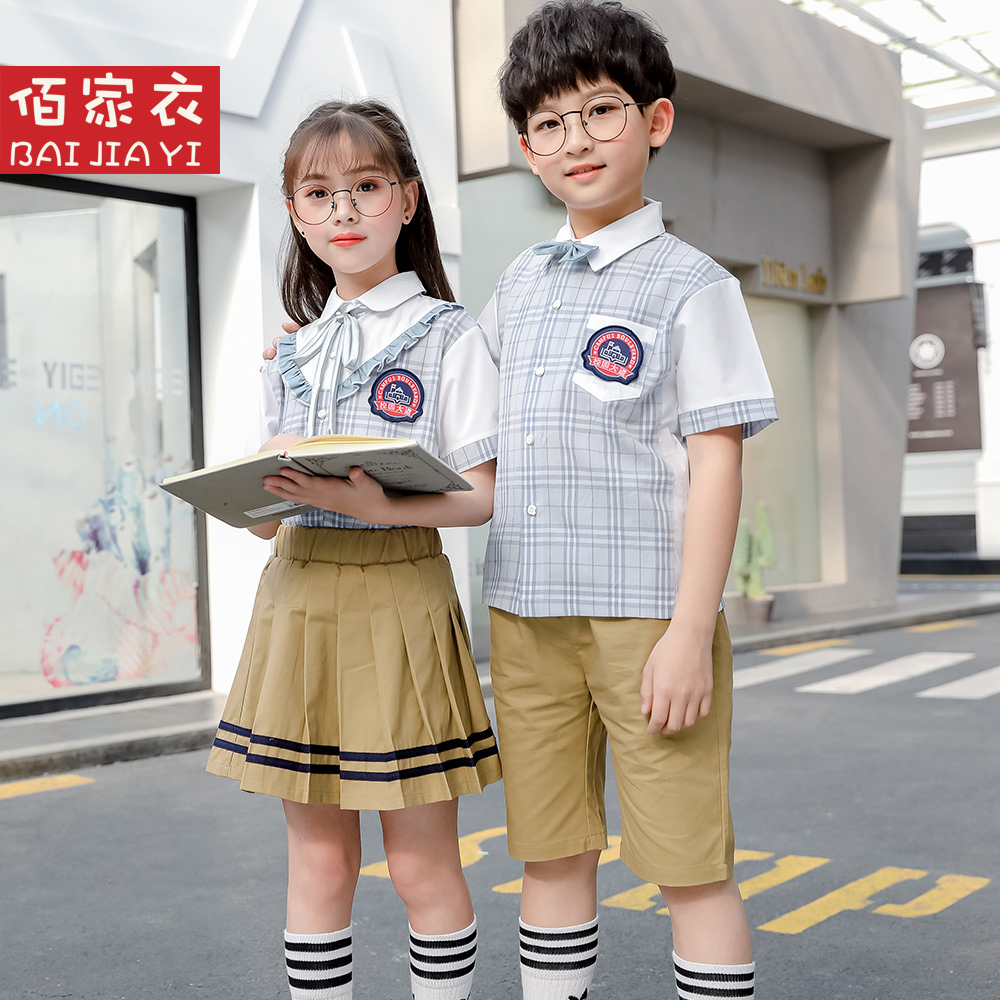 夏新款韩版套装小学生英伦学院风班服二三五年级短袖校服幼儿园服
