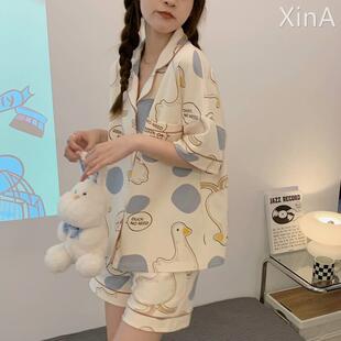 睡衣女夏款网红风短袖纯棉2023年新款夏季甜美风家居服套装可外穿