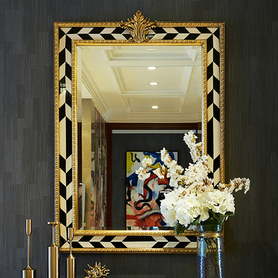 法式艺术装饰镜子餐边壁挂客厅餐厅墙面背景墙创意美式玄关镜轻奢
