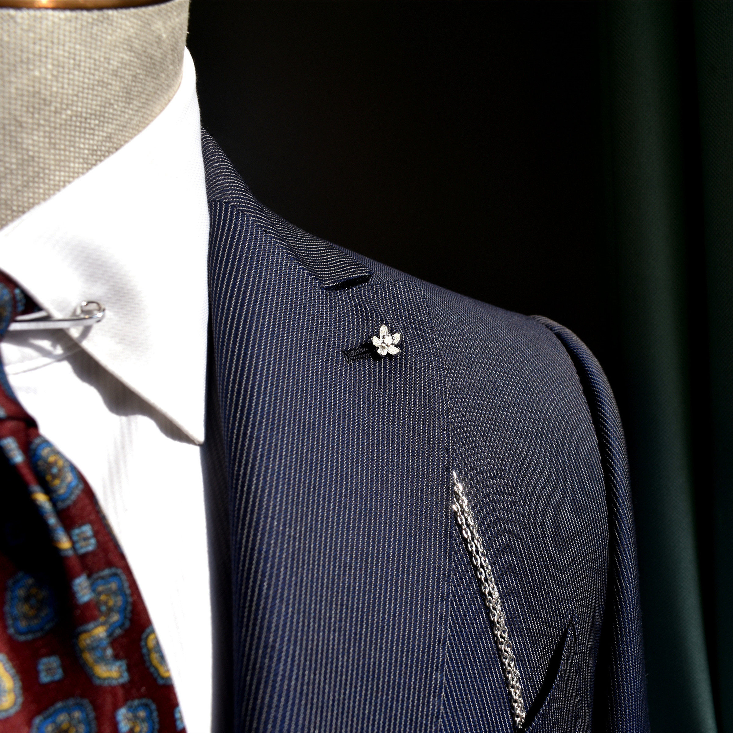 lapelchain 驳头链西装配饰礼物 兰花原装品牌领扣链插花眼胸针