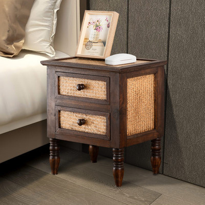 异丽家居东南亚风格家具床头柜复古床头柜客栈床头柜收纳床头柜