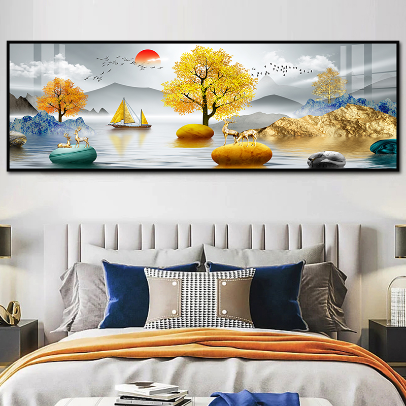 现代轻奢客厅装饰画沙发背景墙挂画大气抽象油画北欧卧室床头壁画
