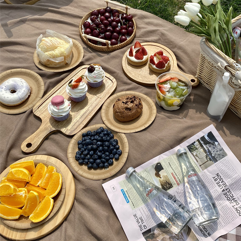 春游野餐盘一次性餐具牛皮纸盘子儿童生日派对布置用品便携餐盘