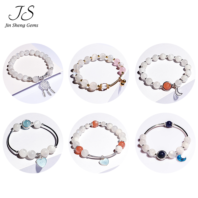 JS Jewellery Original Moonstone DIY Silver ornament Bracelet Hand string Simplicity originality Confidante birthday giftin the Accessories/Fashion Jewelry, Bracelets category - from Buy2taobao.com to provide professional Taobao agent buy service