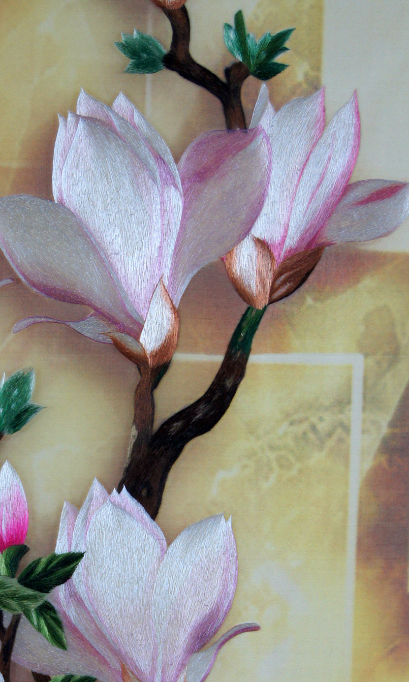 苏绣郁林芳 《玉兰花》刺绣