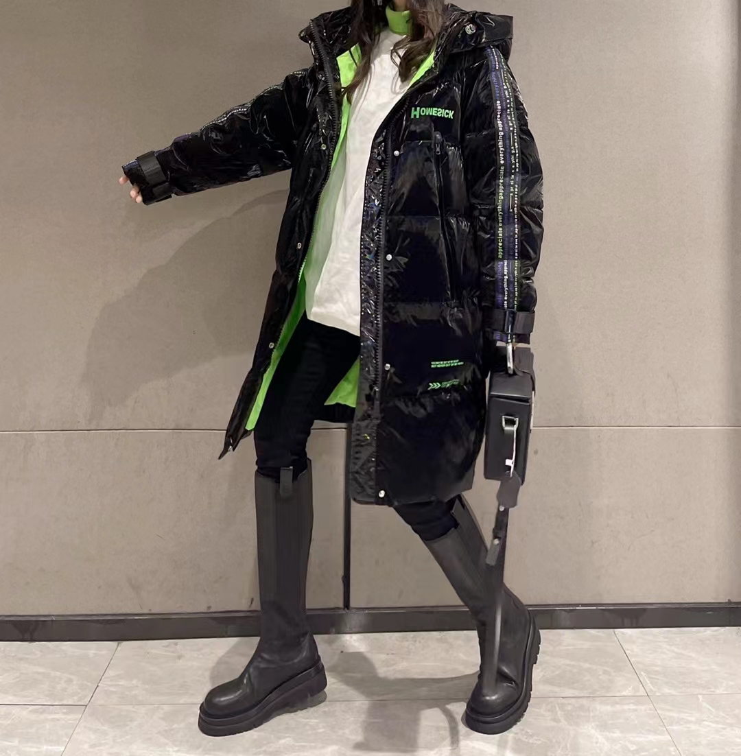 欧洲站女装欧货gg潮牌羽绒服女中长款2021年新款中长款连帽羽绒服