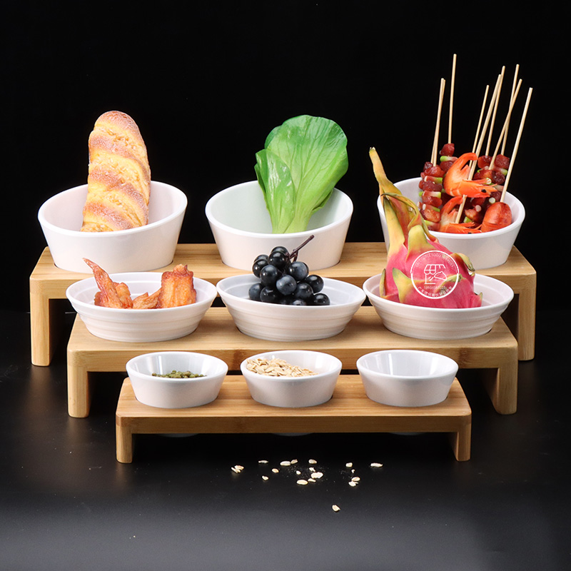 火锅店木架展示多格仿瓷菜碗辣椒油自助餐酱料配料碗饭店餐厅调料