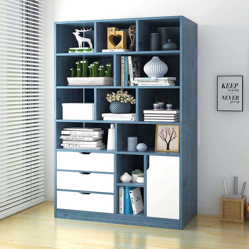 儿童书架简易绘本架简约现代家用小学生书柜带抽屉组合储物收纳柜