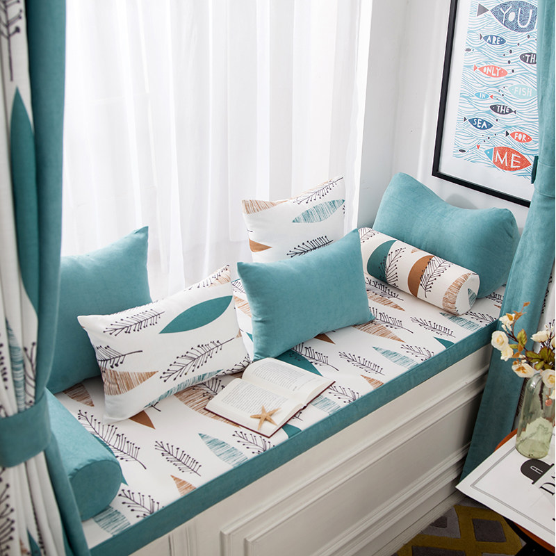 定做海绵飘窗垫窗台垫榻榻米沙发田园卧室阳台可机洗异形垫子北欧