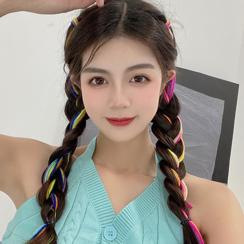网红编发彩绳脏脏辫头绳女脏辫发绳神器丝带儿童彩色头饰发饰彩带
