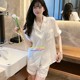 正品GP pique夏季睡衣女豹纹网红冰丝短袖短裤高级感真丝家居服