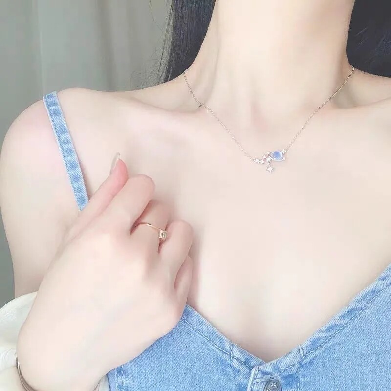 纯银琉璃项链女生夏不掉色轻奢小众百搭学生锁骨链七夕情人节礼物