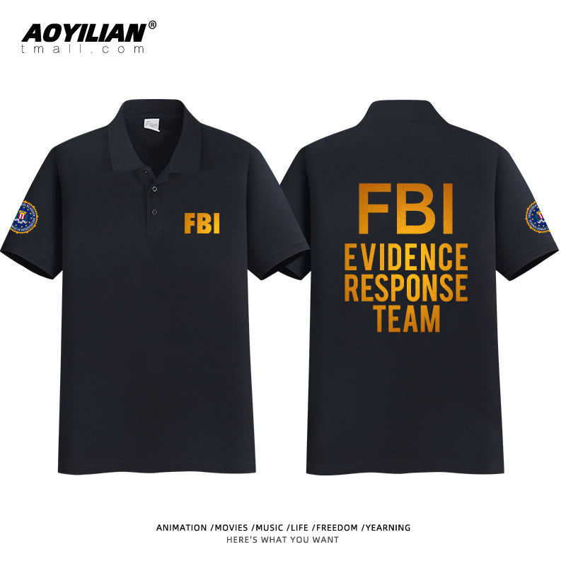 澳伊恋旗舰店的优惠券大全—美国联邦调查局fbi翻领polo衫保罗短袖
