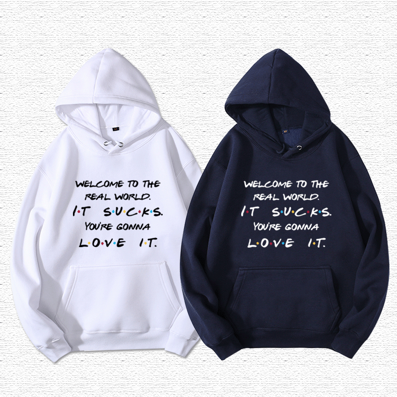 美剧老友记friends六人行字母周边连帽衫卫衣服宽松加绒男女外套