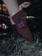 SS2L秋冬粗线粗针紫蝴蝶刺绣混纱运动中筒袜子男女ins潮袜堆堆袜