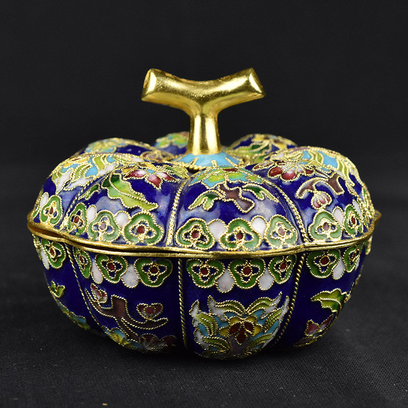 (今日7.9折)七八十年代北京景泰蓝库存老货南瓜盒特色传统手工艺掐丝