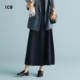 ICB日系春季通勤羊毛过膝中长松紧腰半身喇叭裙针织伞裙商场同款