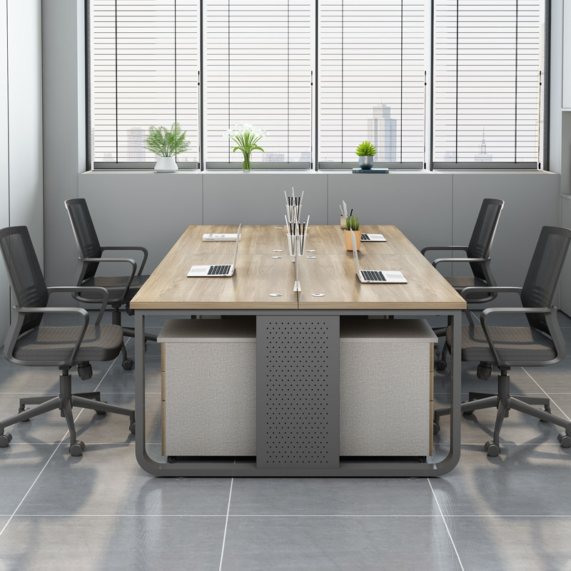 加粗钢架办公桌椅组合卡座4四人6职员工位电脑简约现代办公室桌子