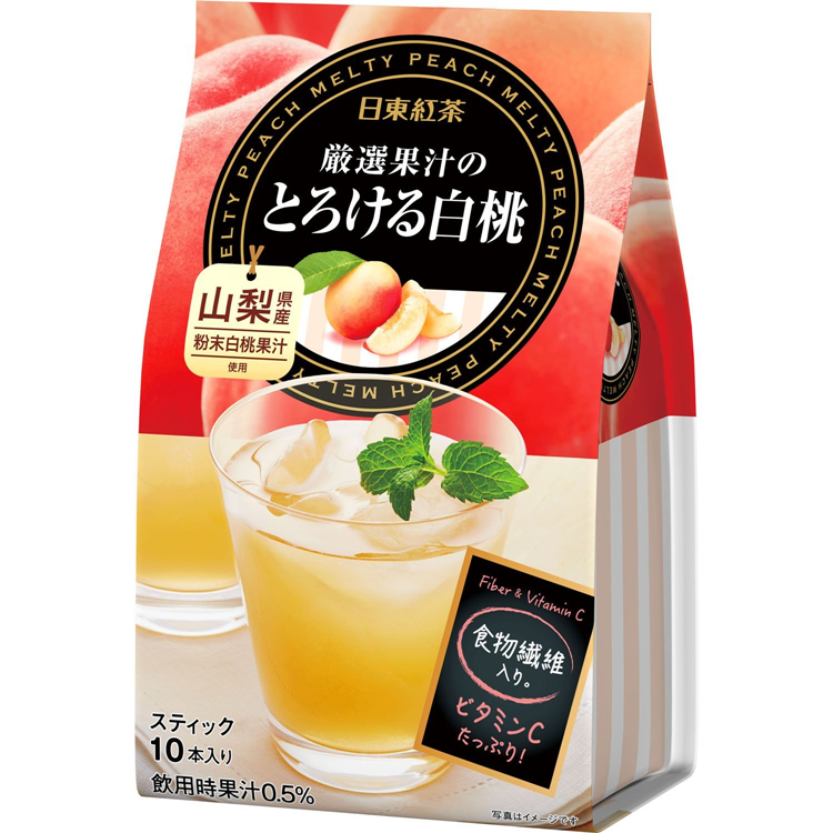 日本原装进口日东红茶 白桃汁冲饮 速溶水蜜桃味饮料固体粉末冲饮