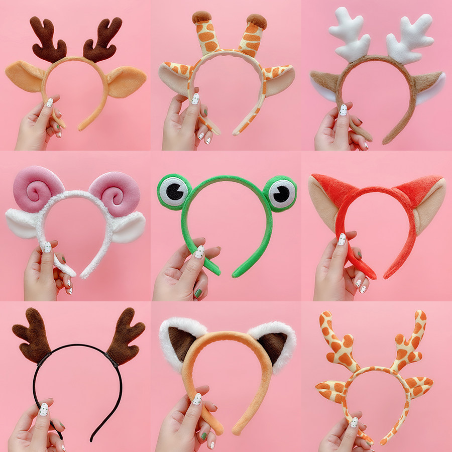 鹿角动物_可爱动物鹿角头箍女兔耳朵洗脸发卡超萌猫耳朵发箍卡通新年