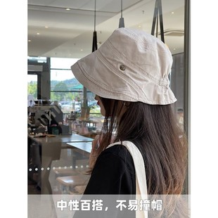 日系少女~UV薄款渔夫帽女夏大头围可折叠百搭遮阳帽 春秋防晒帽子