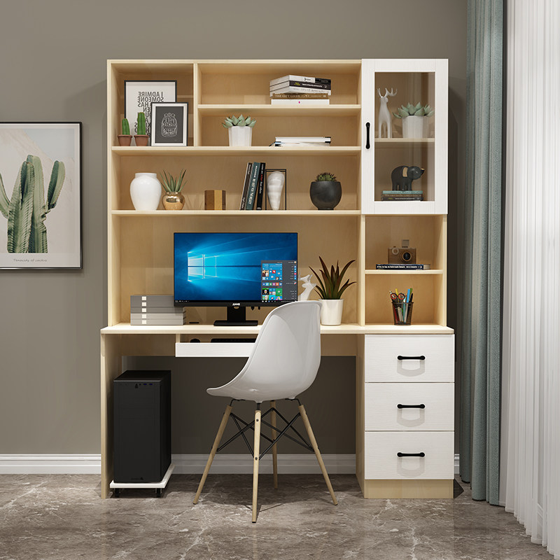 电脑桌书桌 家用简易书桌书架组合书柜书桌一体写字台书柜组合