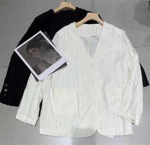 欧货高级感长袖西装外套女2024夏季新款设计感小众中长款西服上衣