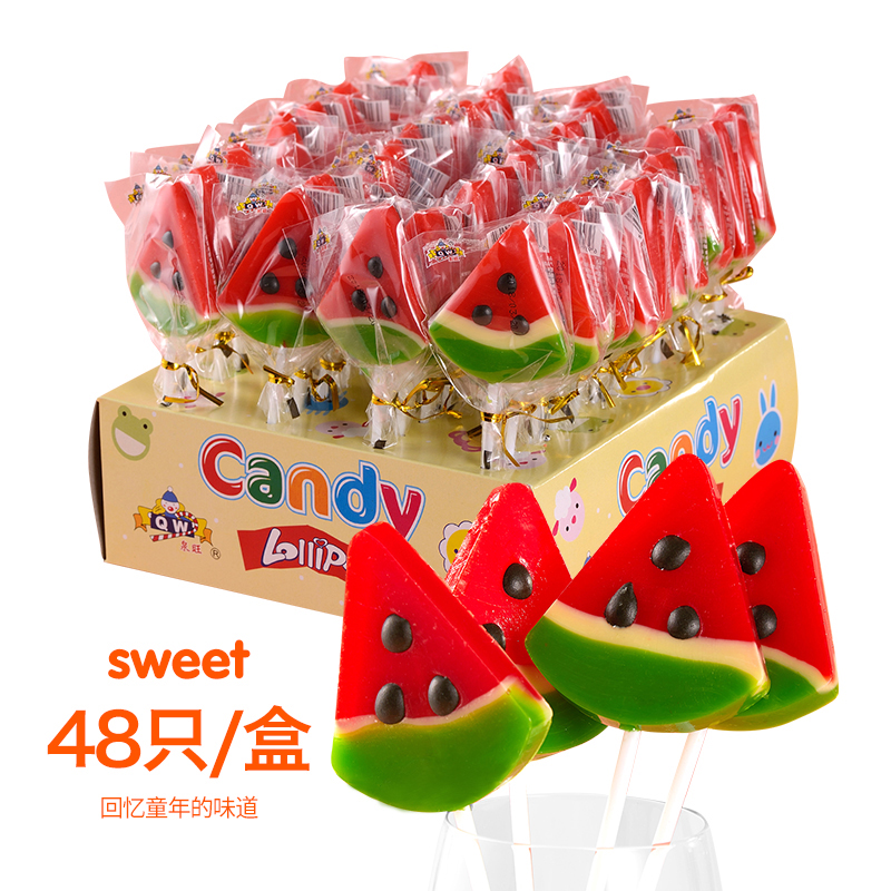 六一儿童节糖果礼物零食网红创意西瓜棒棒糖爆款水果硬糖散装糖果